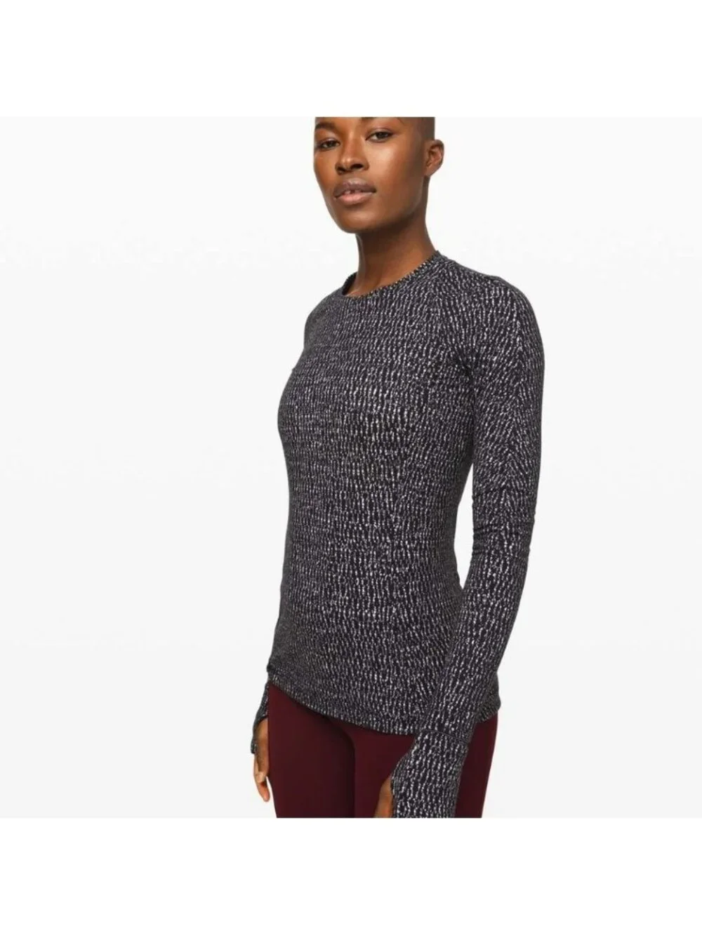 Lululemon Runderful Long Sleeve Knotted Jacquard Black White